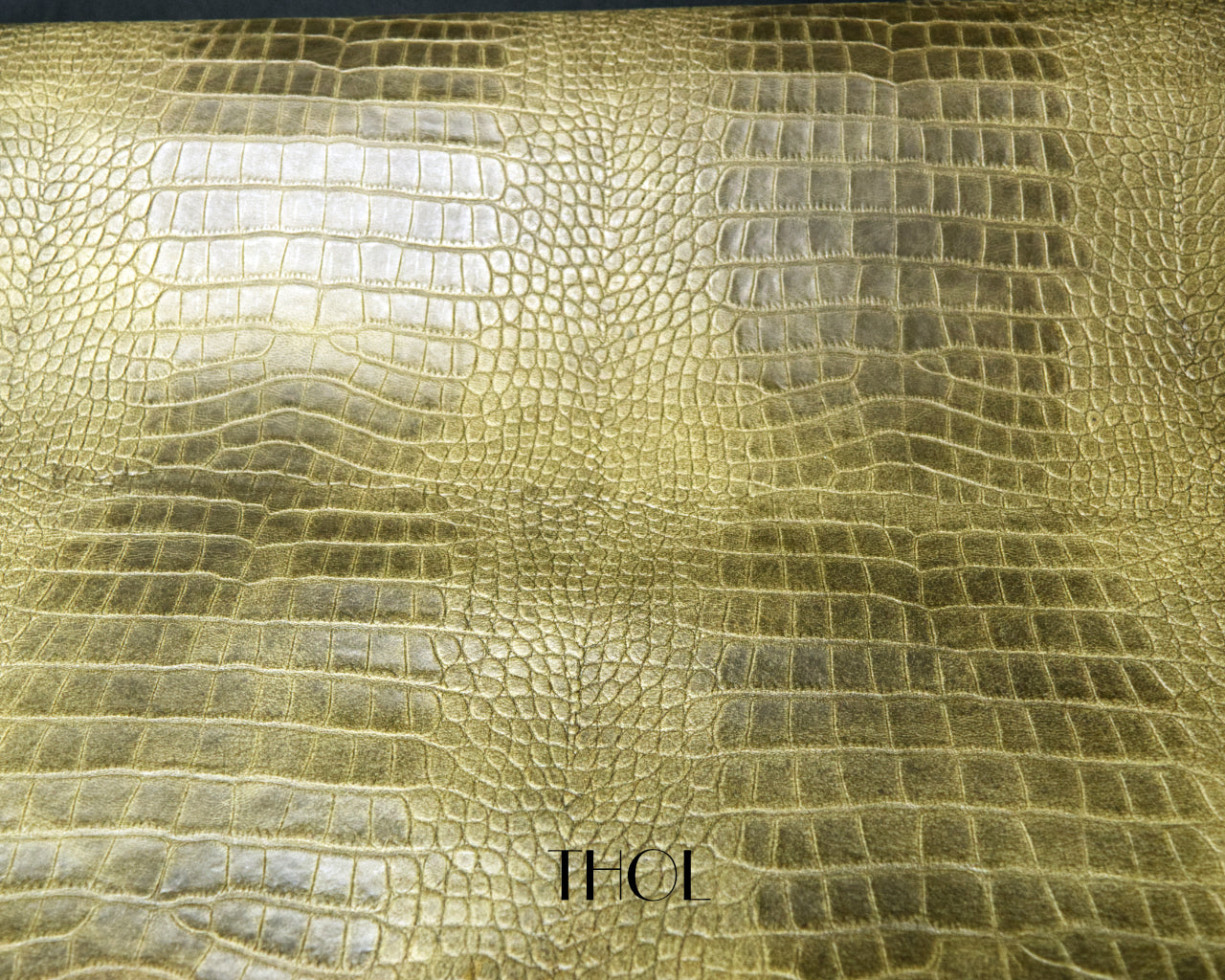 Italian Olive Green Baby Croco Print on Goat