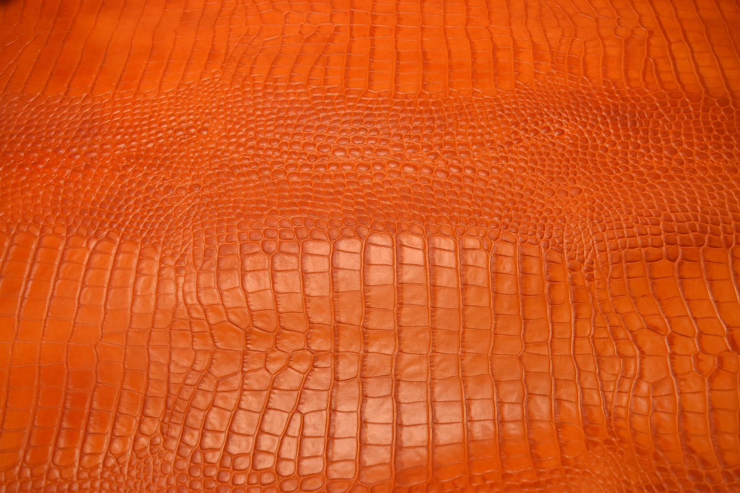 Italian Orange Alligator-Embossed Cow Leather
