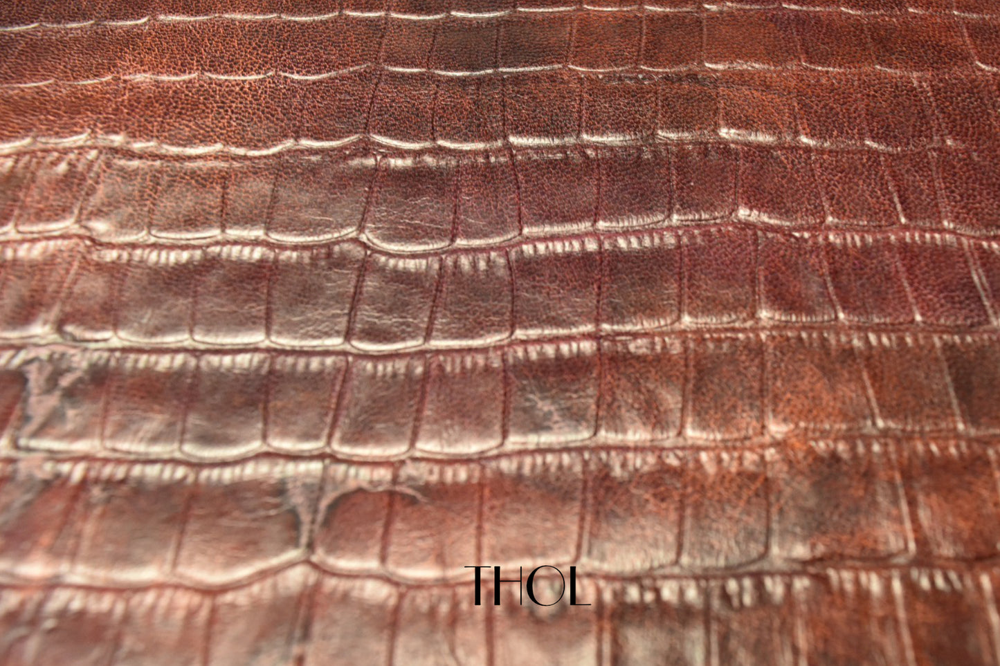 Italian Baby Brown Crocodile Embossed Goat