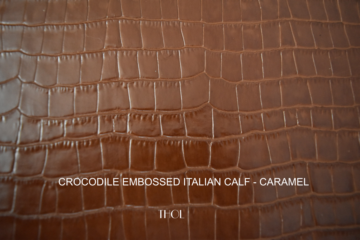 Crocodile Embossed Italian Calf - Caramel