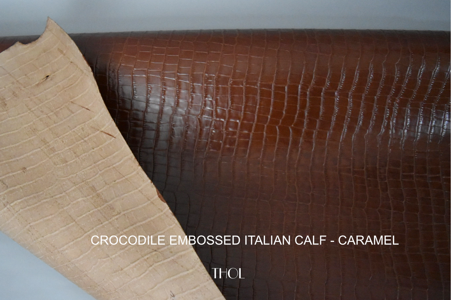 Crocodile Embossed Italian Calf - Caramel